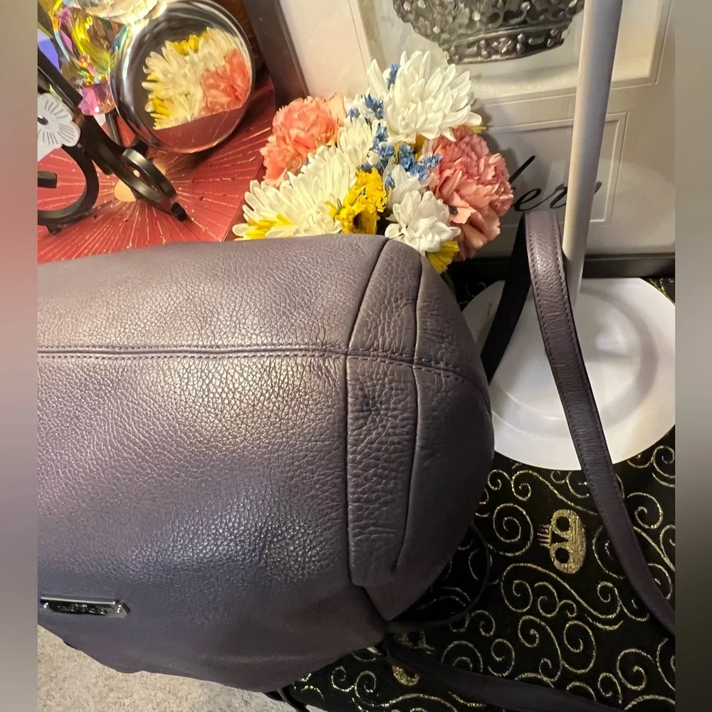Coach 2013 Avery Purple Gray Leather Bucket Crossbody Bag